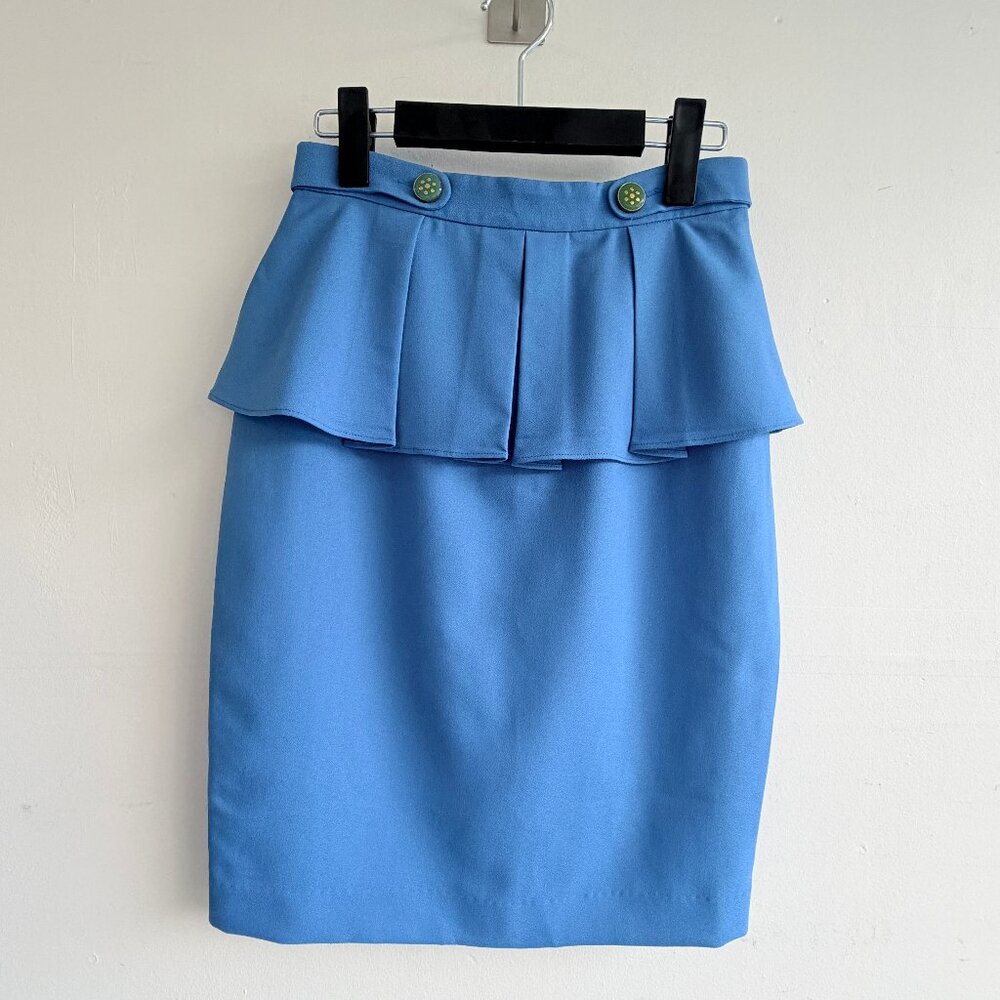 Jaspal Blue Peplum Pencil Skirt
